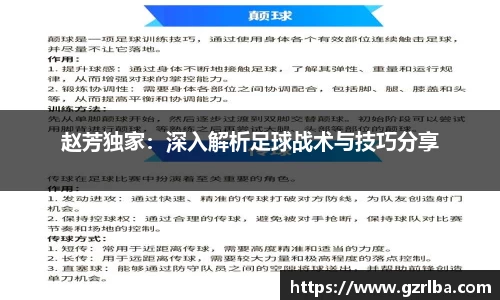赵芳独家：深入解析足球战术与技巧分享